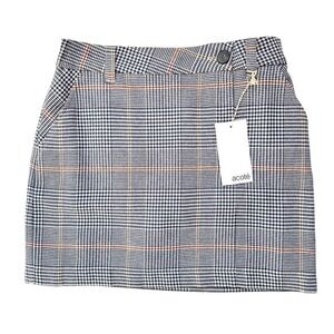 Acoté Jupe Carreau Ecru Blue & White Wool Blend Plaid Mini Skirt Size 1 NWT $129